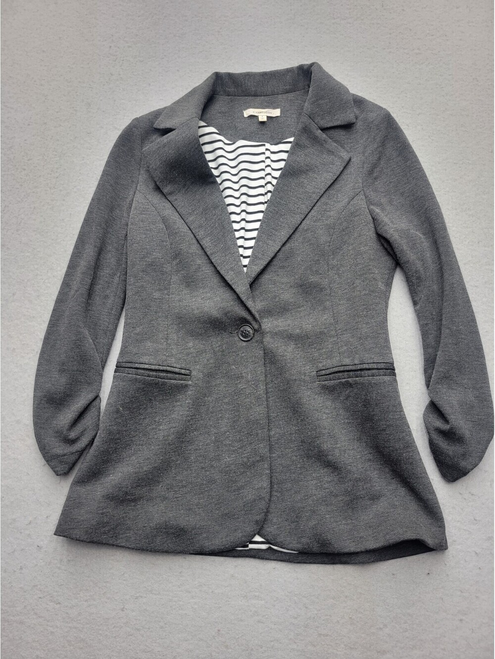 41 Hawthorn Women's Blazer Small Grey Heather Mid-Length Long Pockets